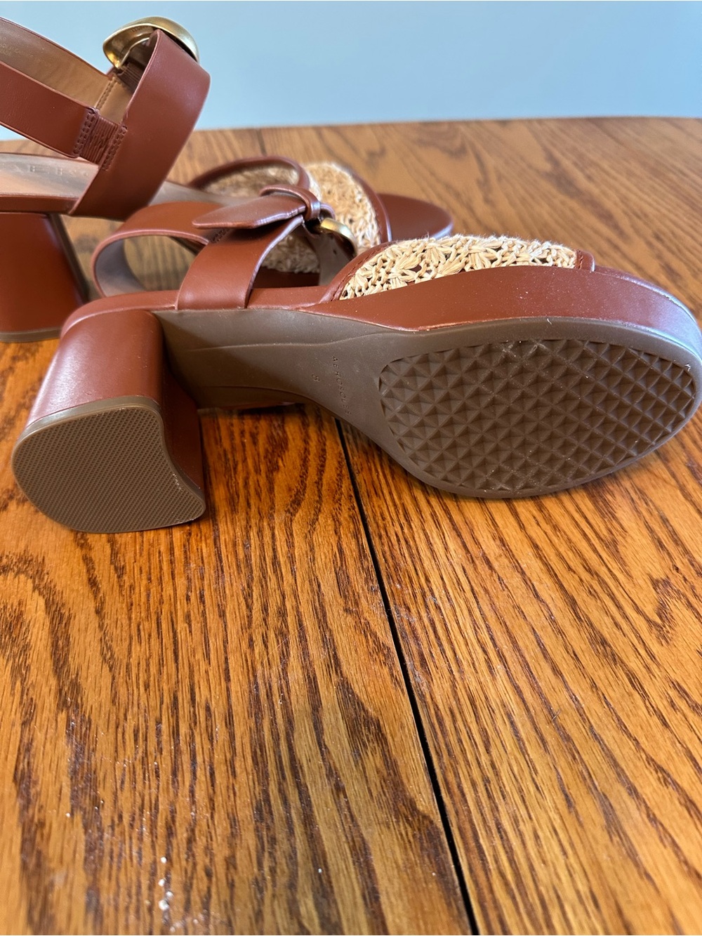 Aerosoles Platform Woven Raffia Block-Heel Sandals - Brown - Picture 3 of 5